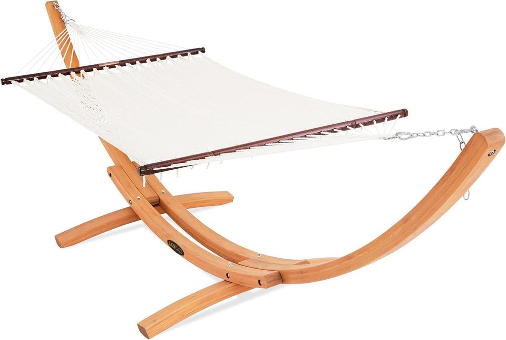 Lazy Daze 2 Person Caribbean Rope Hammock with 13 FT Natural Wood Stand