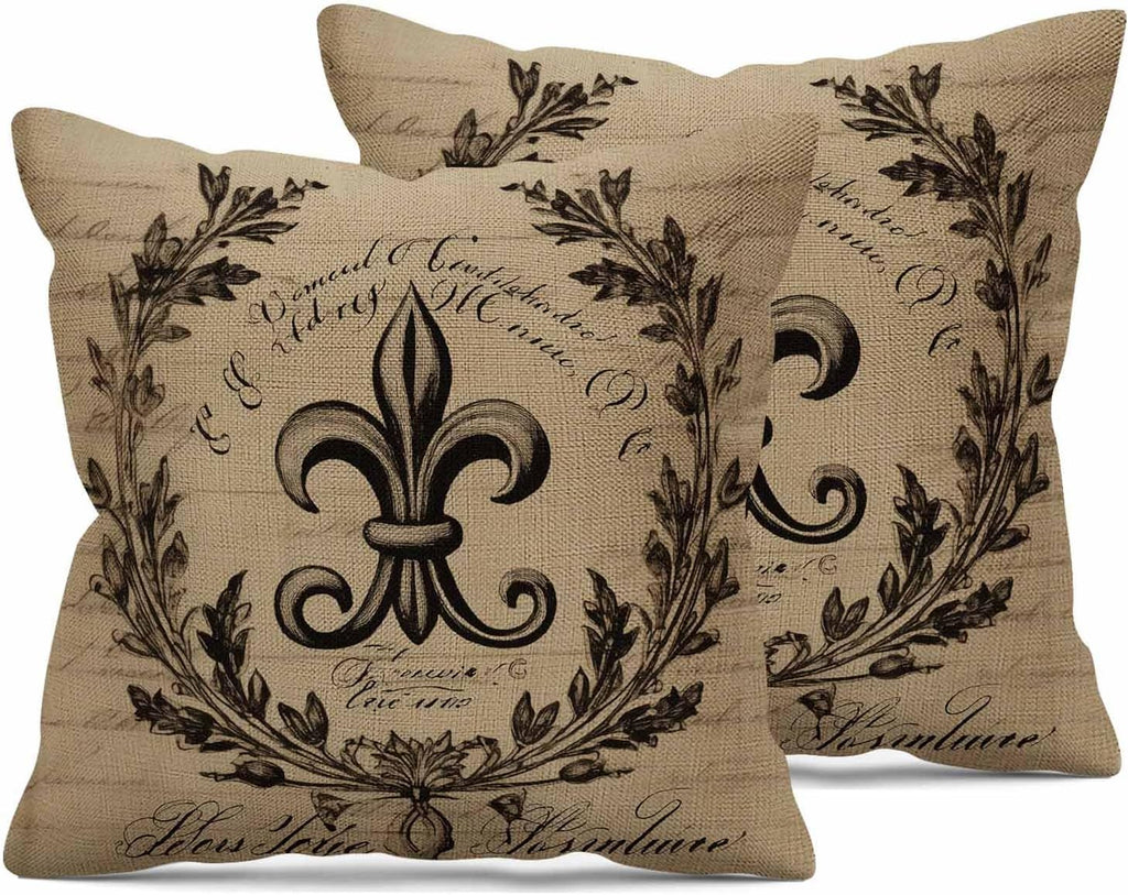 Anchor Throw Pillow Covers Set of 2 Vintage Logo with Leaves Throw Pillow Covers Couch Square Pillowcases Cushion for Living Room Bedroom Sofa 18x18 Inch