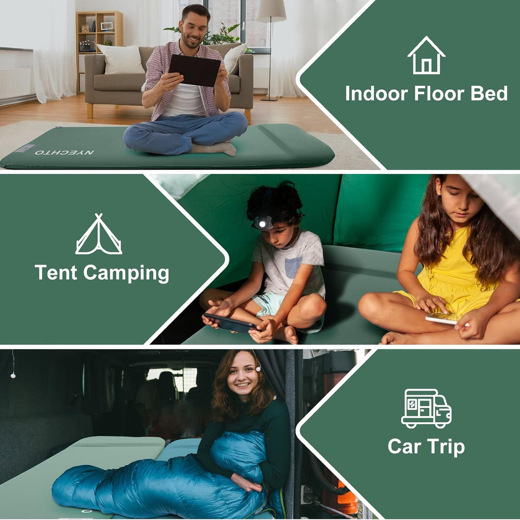 Self Inflating Sleeping Pad with Electric Pump, 30s Inflate Memory Foam Mat