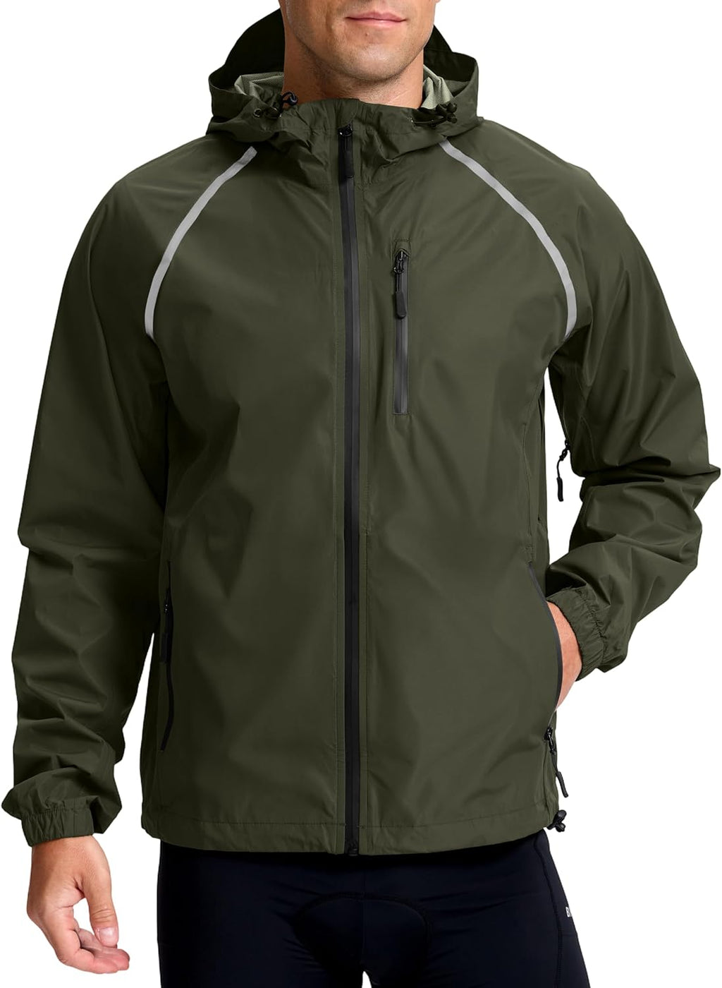 Bikewa Men's Cycling Rain Jackets Waterproof Running Bike Windbreaker Lightweight Packable Hooded Jacket