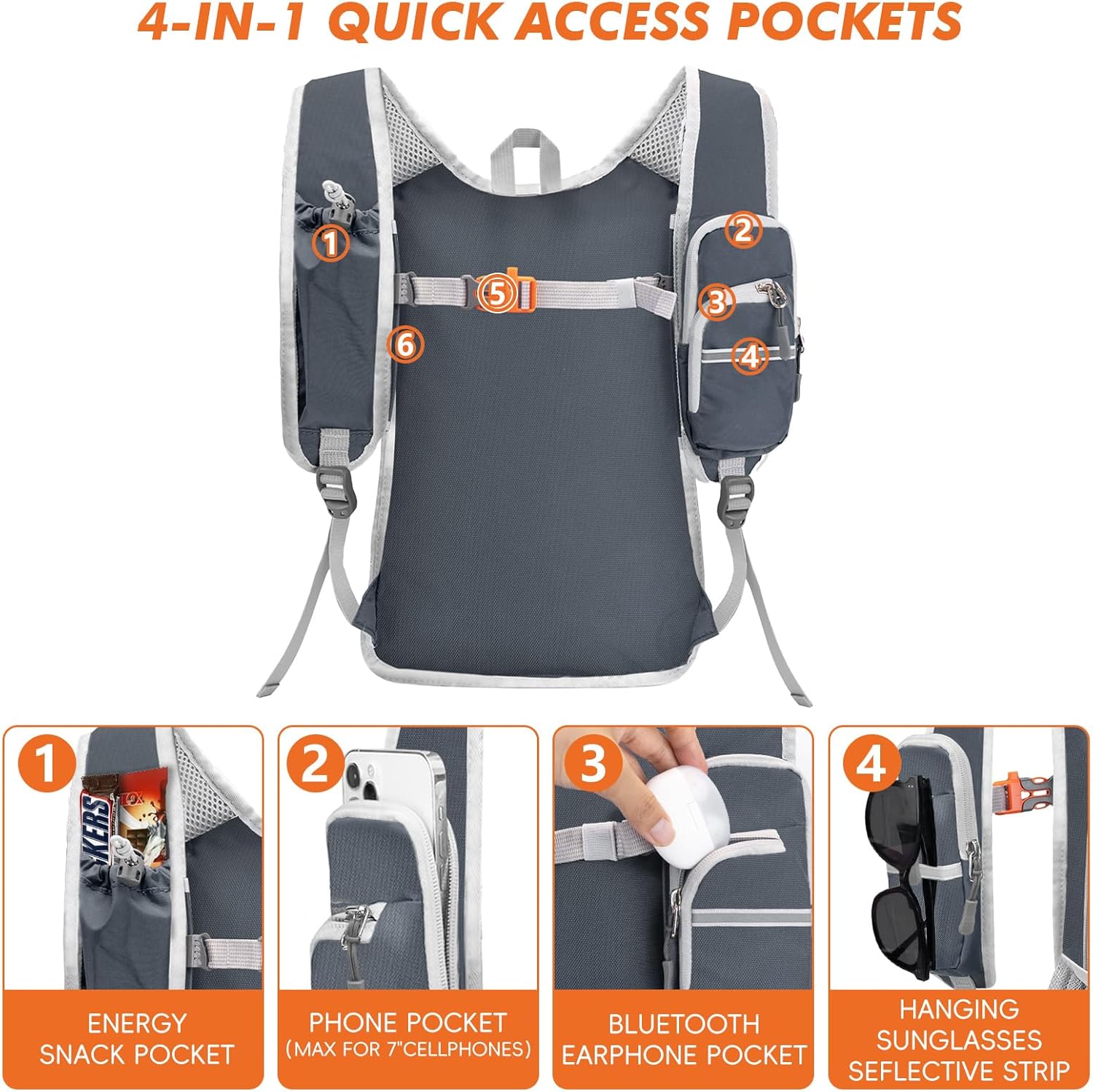 Seektop Small Hiking Backpack Expandable 12L-16L