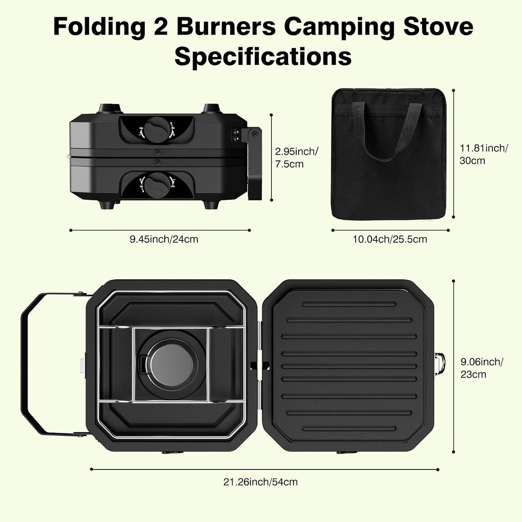2 Burner Camping Stove, Portable Propane Stove With 7850BTU Heat Output