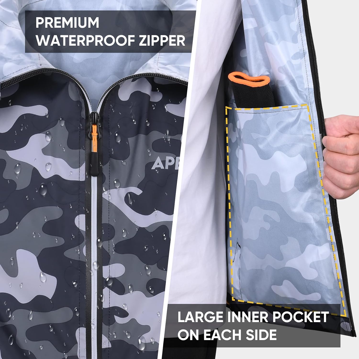 APEXUP Packable Rain Jacket Men Waterproof Lightweight Raincoat with Hood