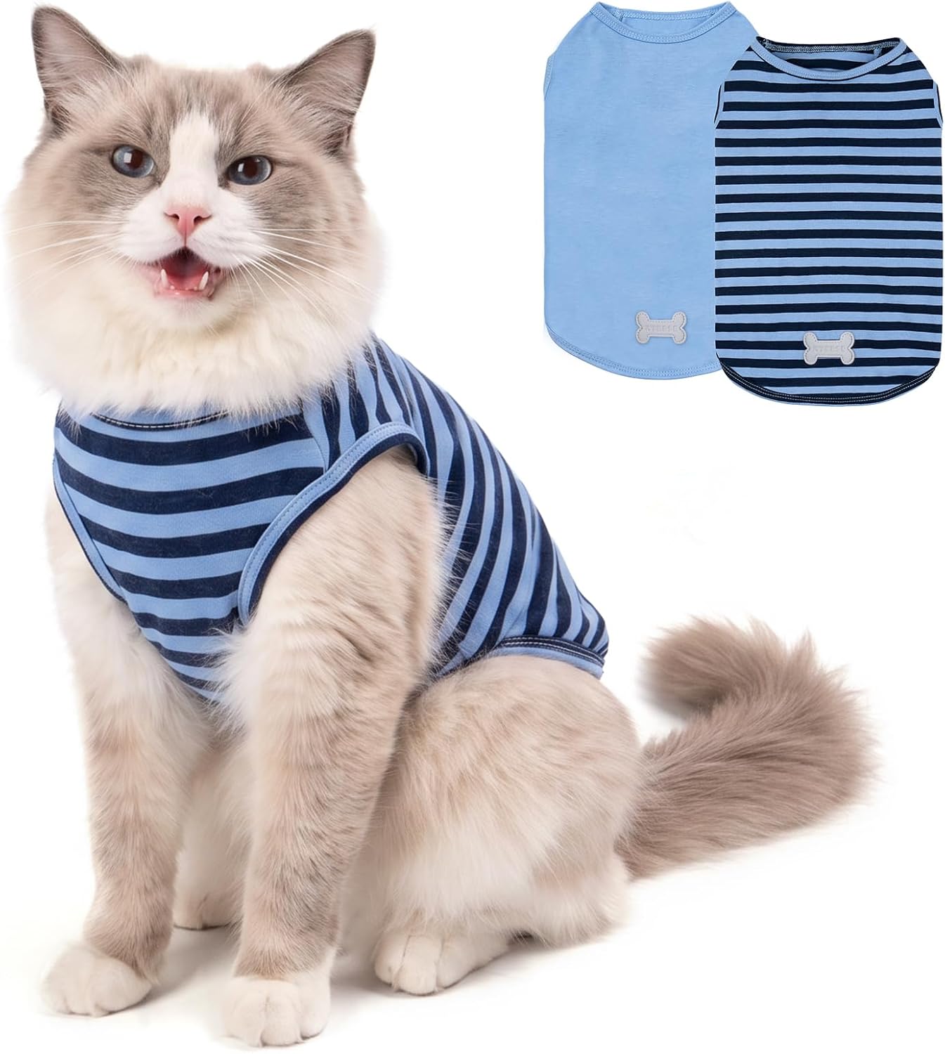 KYEESE 2Pack Cotton Dog Shirt for Small Dogs Soft Striped Tank Top