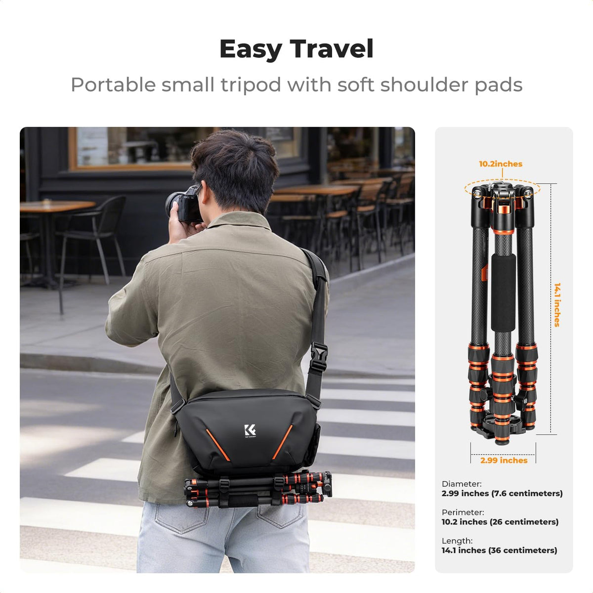 K&F CONCEPT Camera Sling Bag, Lightweight Crossbody Bag with Tripod Holder