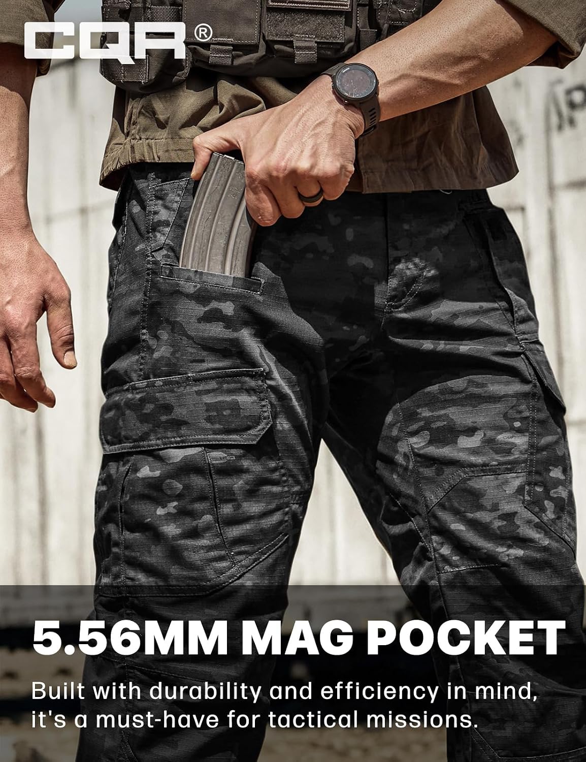 CQR Men's Tactical Pants, Water Resistant Ripstop Cargo Pants, Lightweight EDC Work Hiking Pants, Outdoor Apparel
