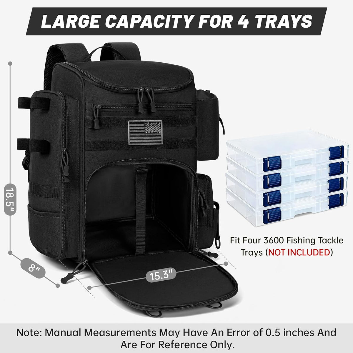 40L Tackle Fishing Backpack with 2 Rod Holders, Water Resistant
