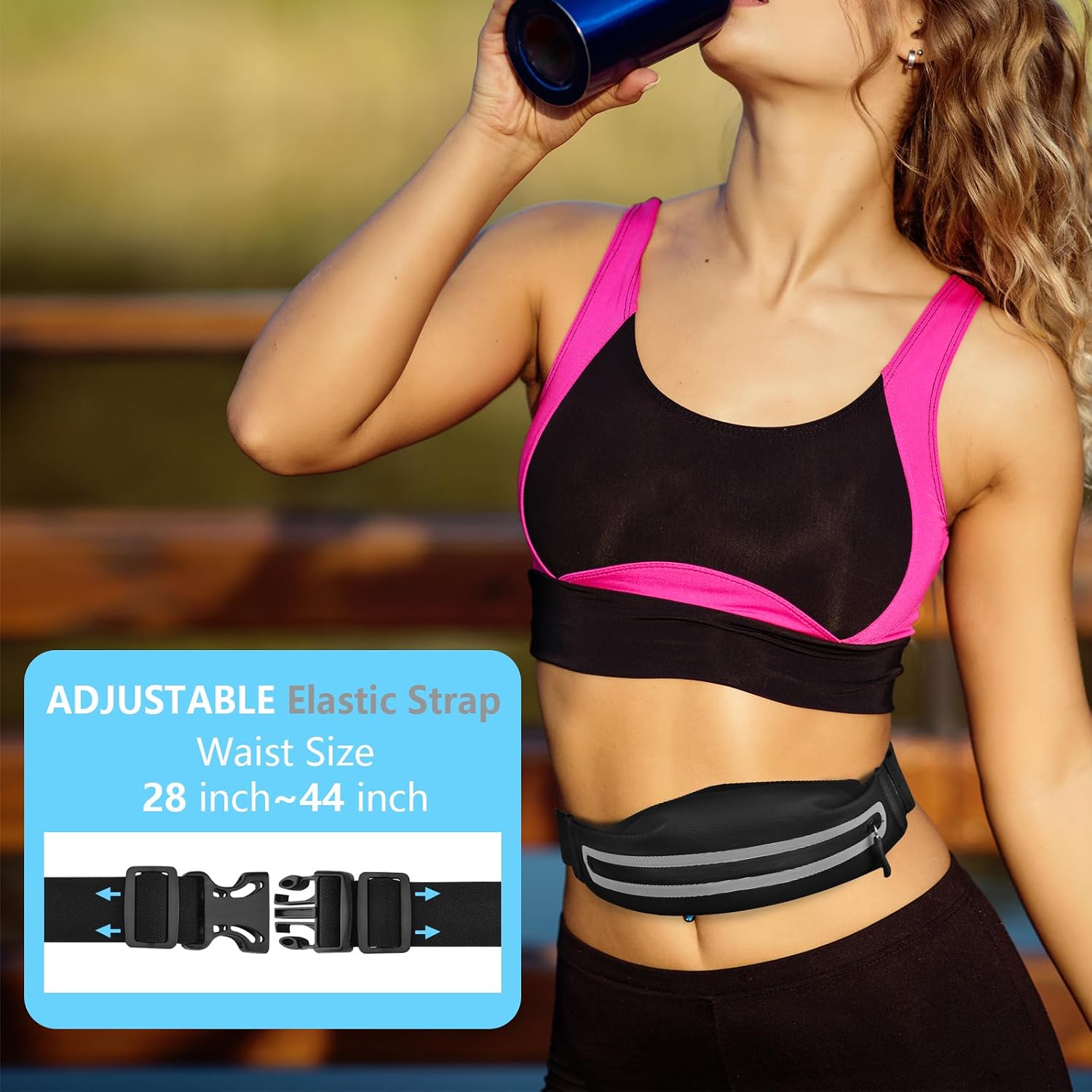 Running Belt Fanny Pack, Running Waist Pack for Women & Men USA Patented Hands-Free Reflective Runner Pouch Belt Fitness Workout Bag No-Bounce Adjustable Sport Travel Fanny Pack Cell
