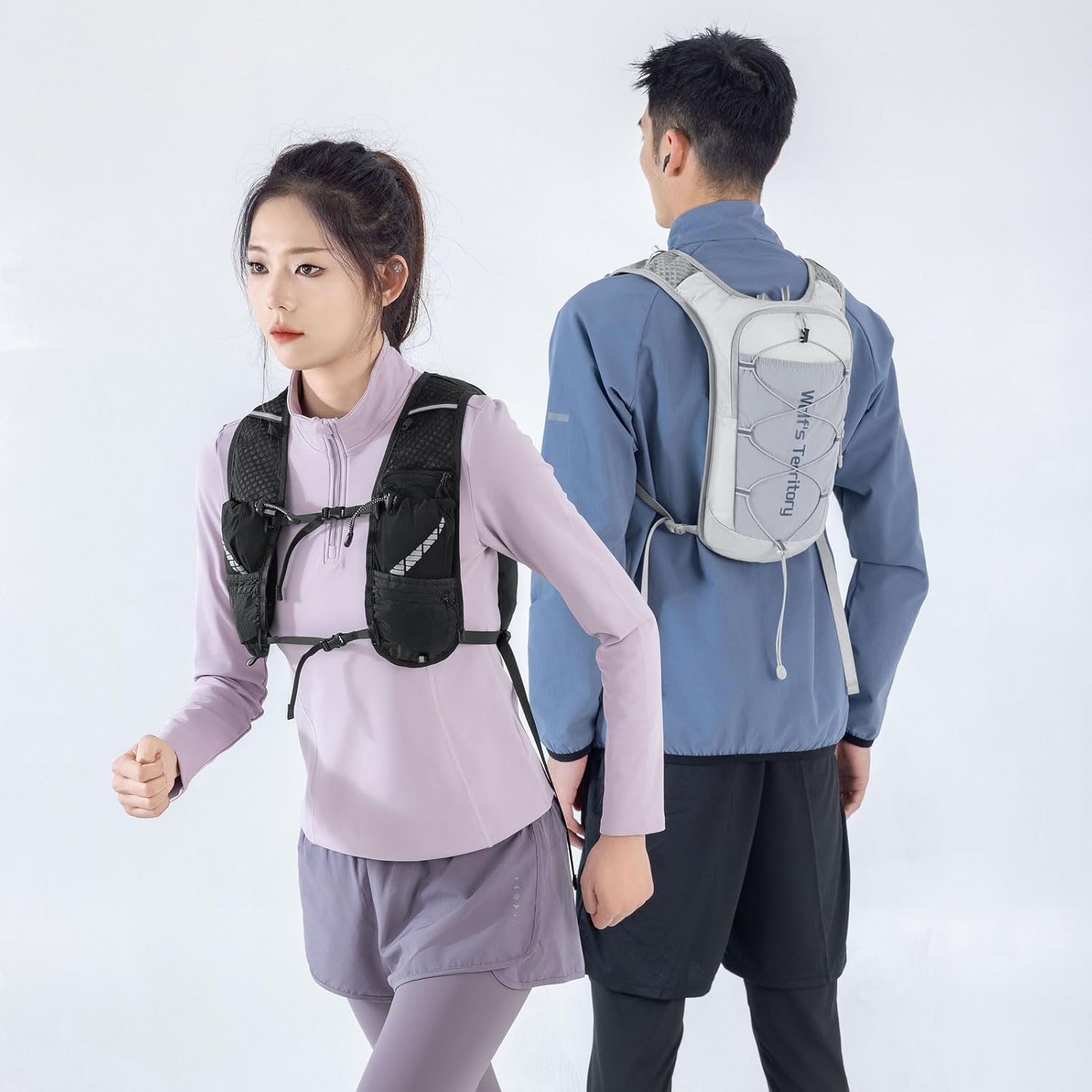 Azarxis Hiking Hydration Pack 5L Running Backpack Daypack Vest with 2L Water Bladder for Women Men Cycling Biking Trail Race (Grey with a 350ml Water Bottle)