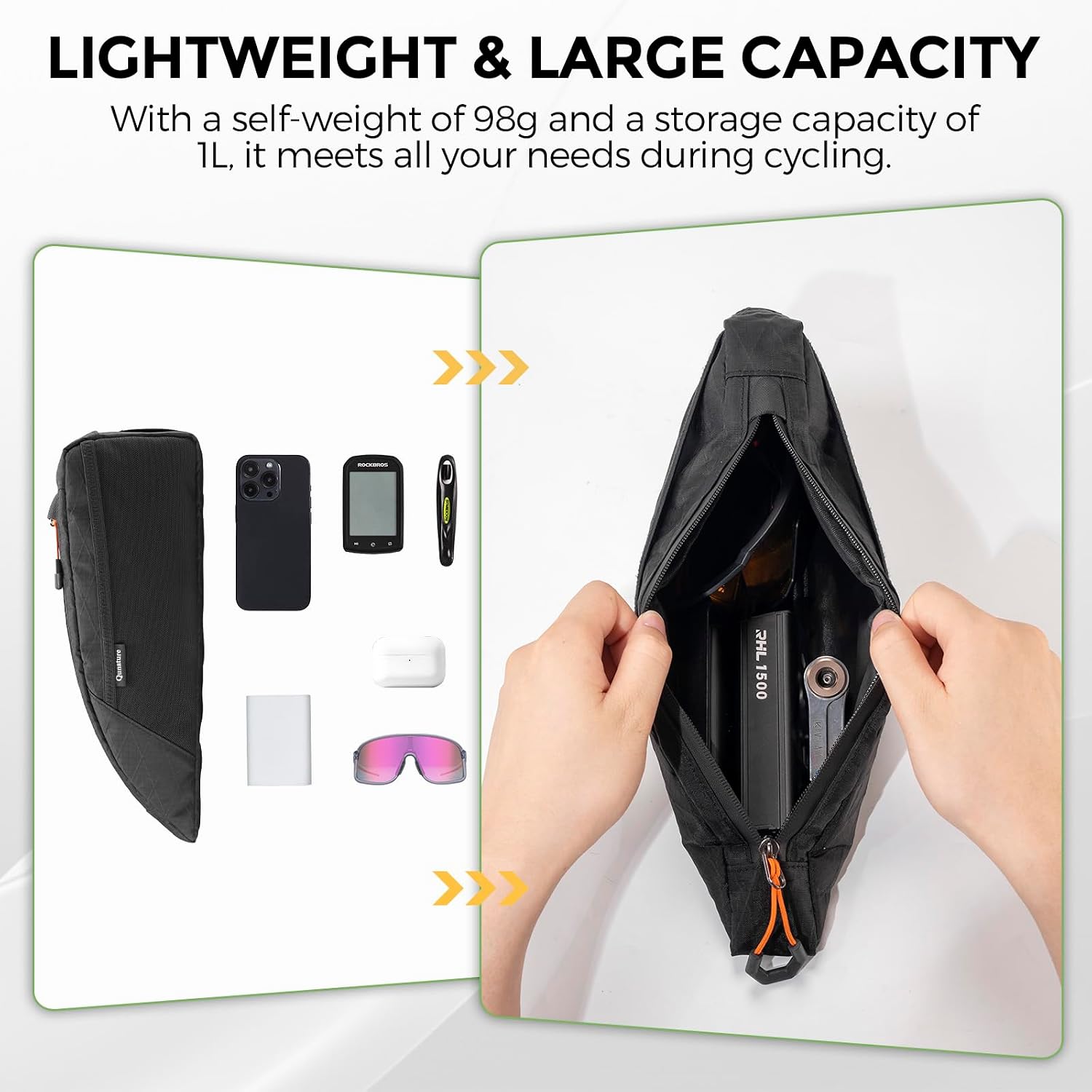 ROCKBROS Top Tube Bike Bag for Cycling, Bicycle Frame Bag for Bikepacking