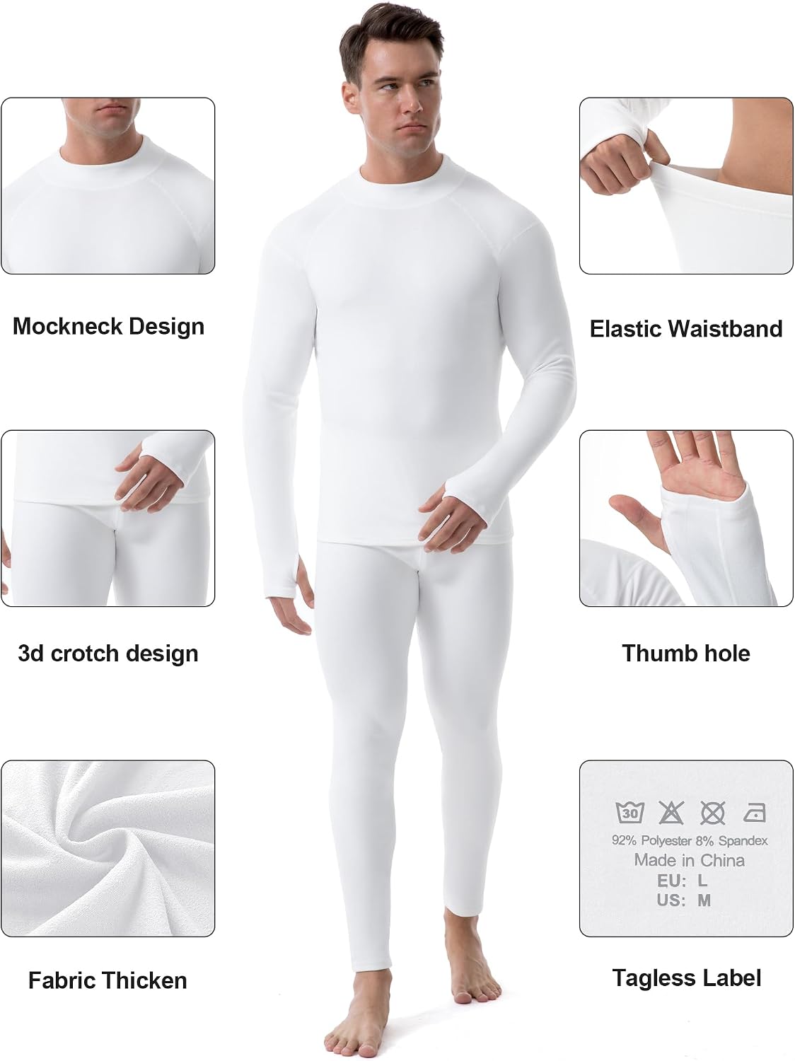 Runhit Mens Thermal Underwear Set：Fleece Lined Long Johns for Men Thermal Shirts and Pants Base Layer Cold Weather Thermals