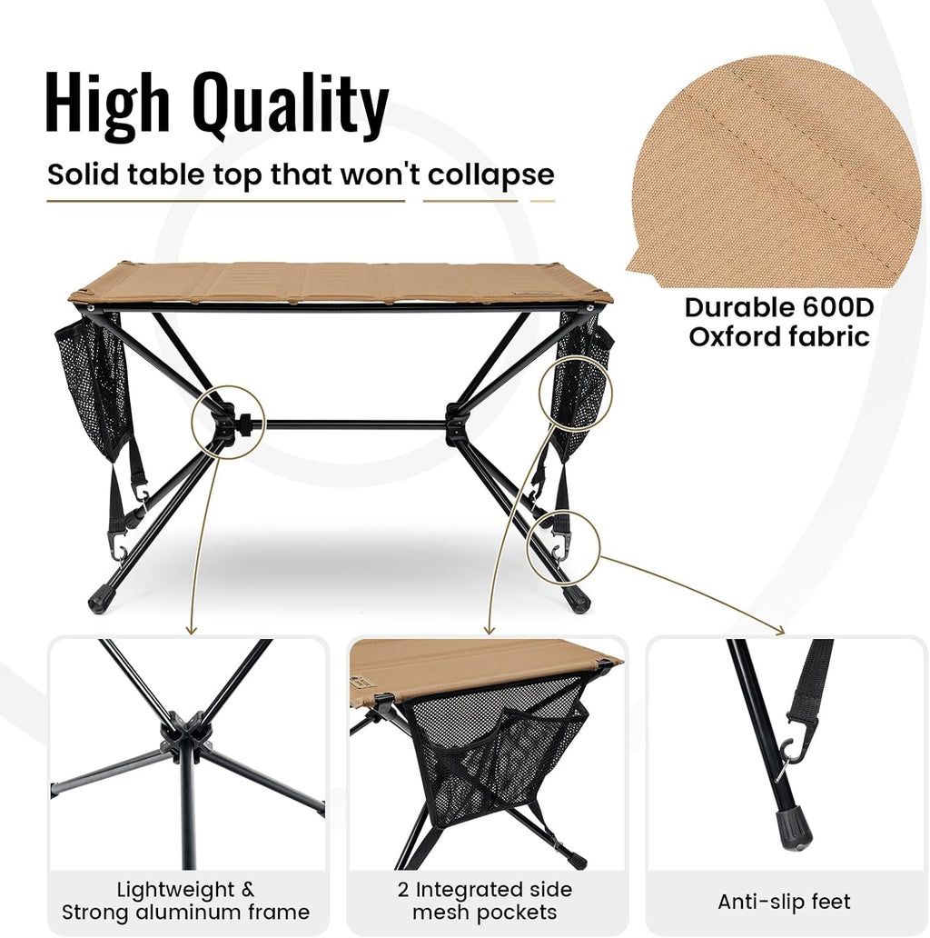 ONETIGRIS VENTARA Camping Table, Ultralight Foldable Table Sturdy & Quick Setup, Weighs Only 2.4 lbs, Perfect for Camping, Hiking, Backpacking, Picnic, Beach, Travel