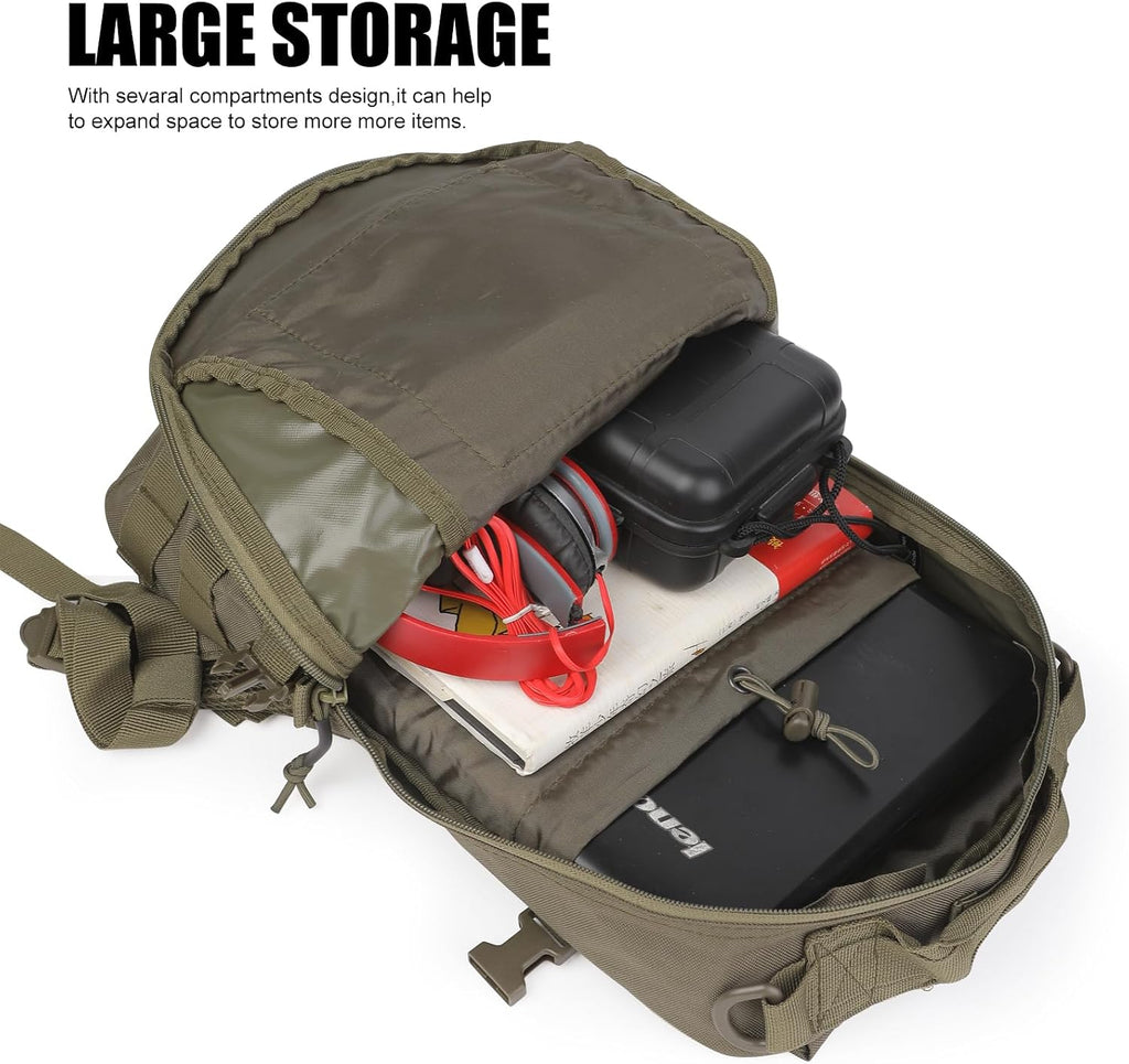 Small Tactical Hiking Backpack, 12L MOLLE Bookbag Daypack for Travel