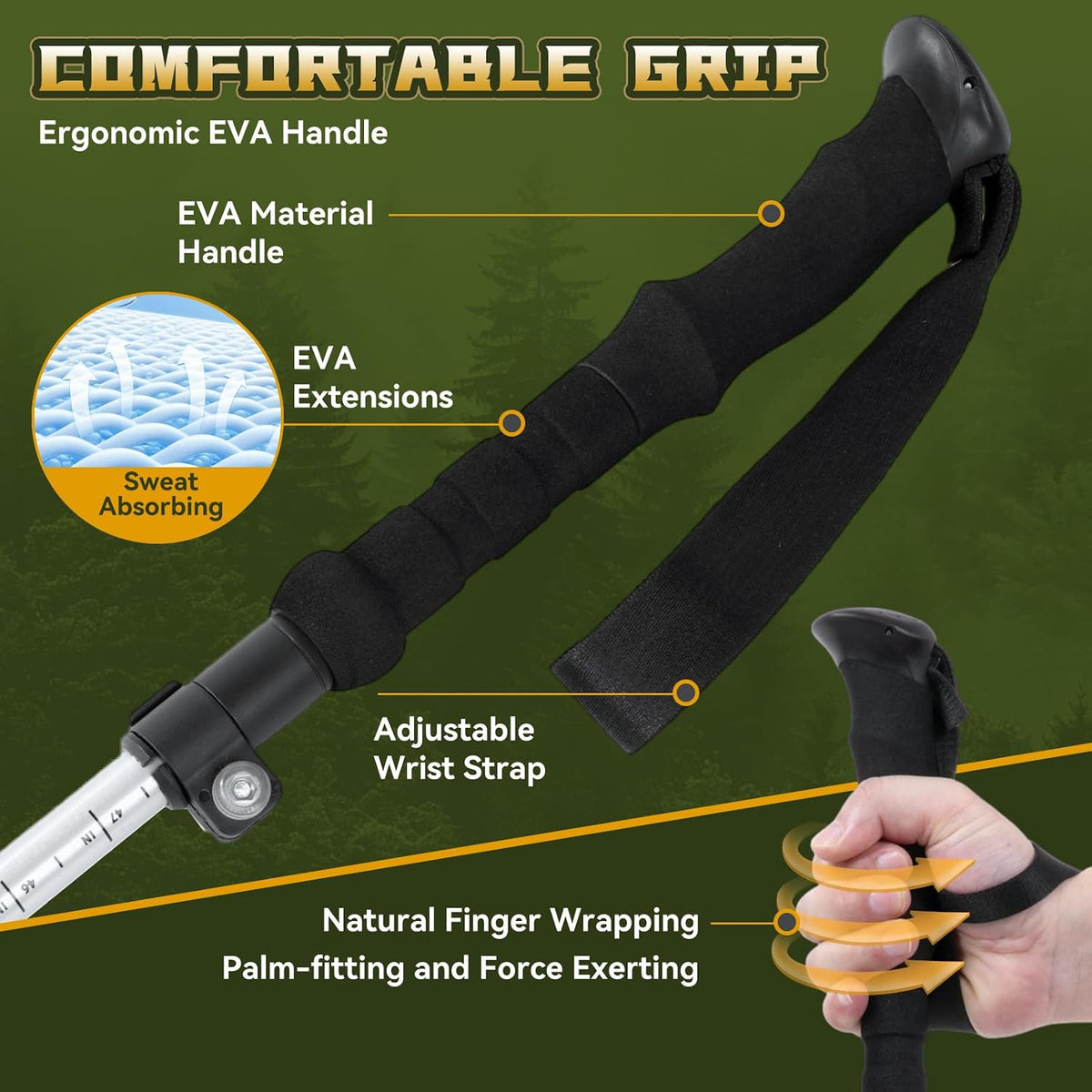 Single Collapsible Trekking Pole （1 Pack） Hiking Essentials