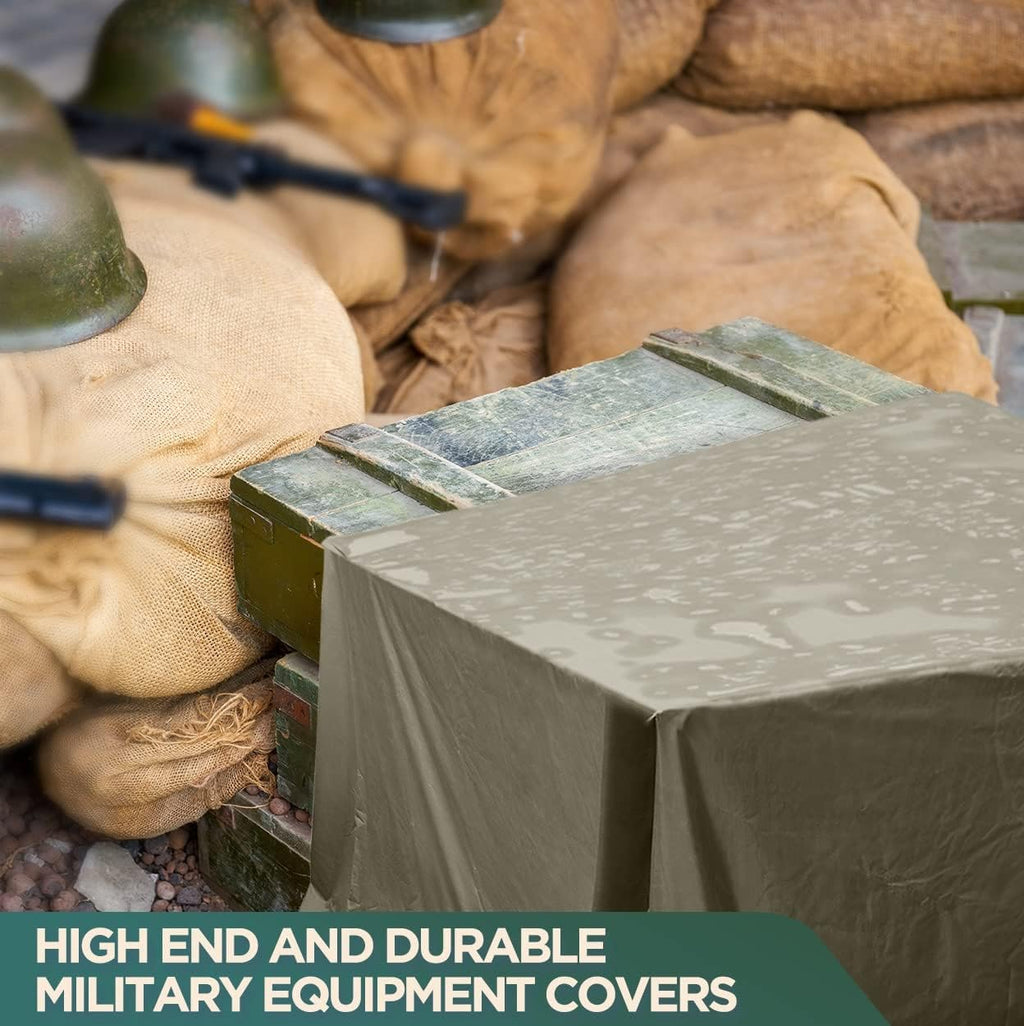 CCS Waterproof Canvas Tarp Cover (21oz) – Heavy Duty Duck Cloth, Waxed Canvas Tarpaulin with Rustproof Brass Grommets for Camping, Construction, Equipment & Outdoor Use (Olive Drab, 12x14 Ft)
