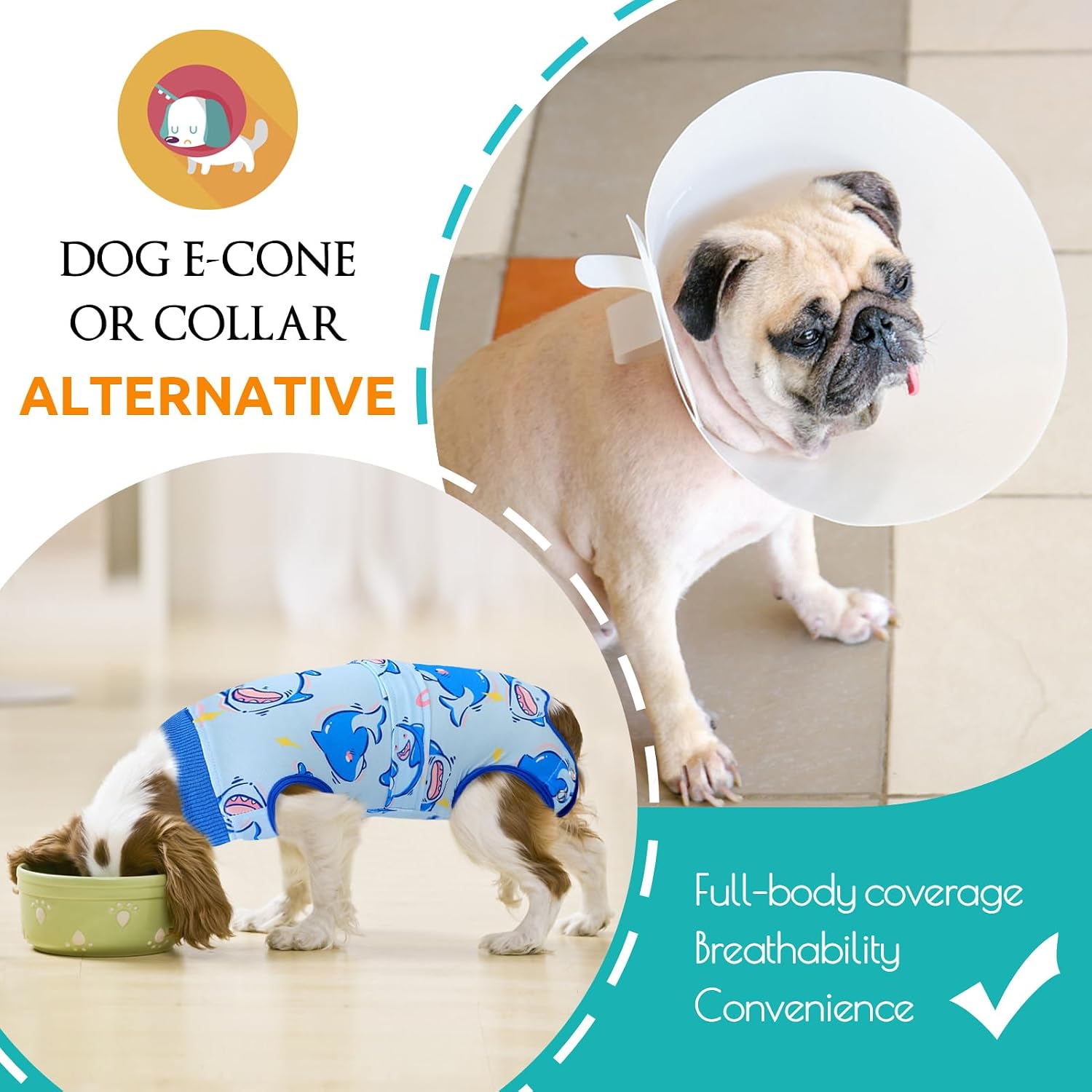 KOESON Lightweight & Soft Surgery Recovery Suit for Large Dogs Female Male