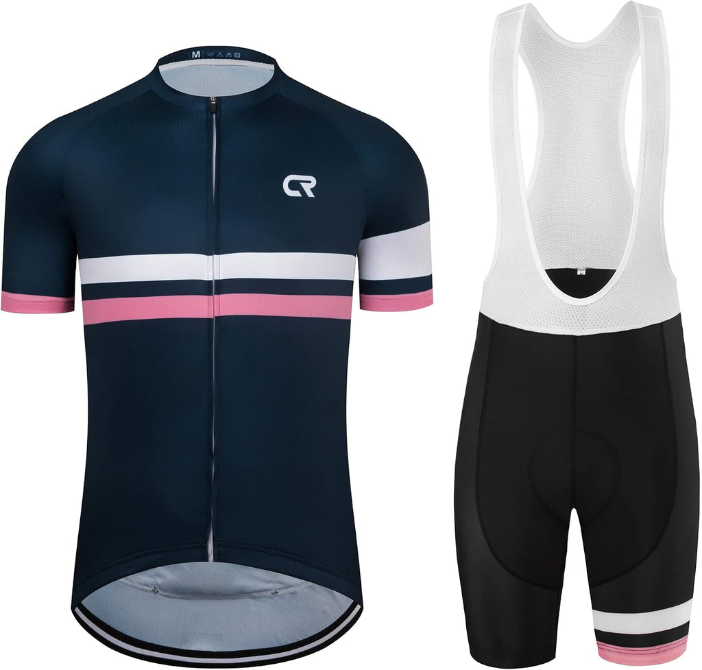Coconut Ropamo CR Men's Cycling Jersey Set Road Bike Jersey Zipper Pocket Short Sleeves Cycling Kits Bib Shorts 3D Padded