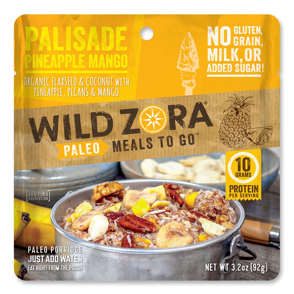 Wild Zora Paleo Freeze Dried Meals for Backpacking & Camping - Healthy Gluten Free & Grain Free Camping Meals/Backpacking Food + No Added Sugar - Great for Travel (Palisade Pineapple Mango 2-pack)