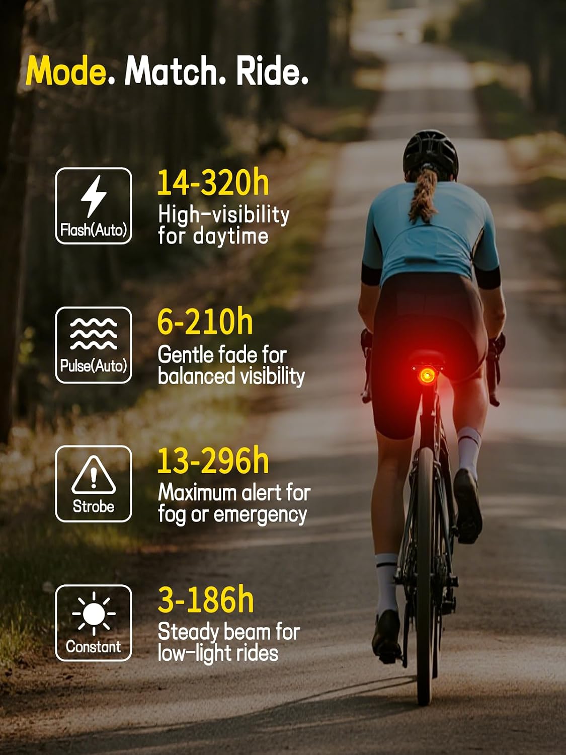 Variable Brightness Bike Tail Light with Dual-Button Control