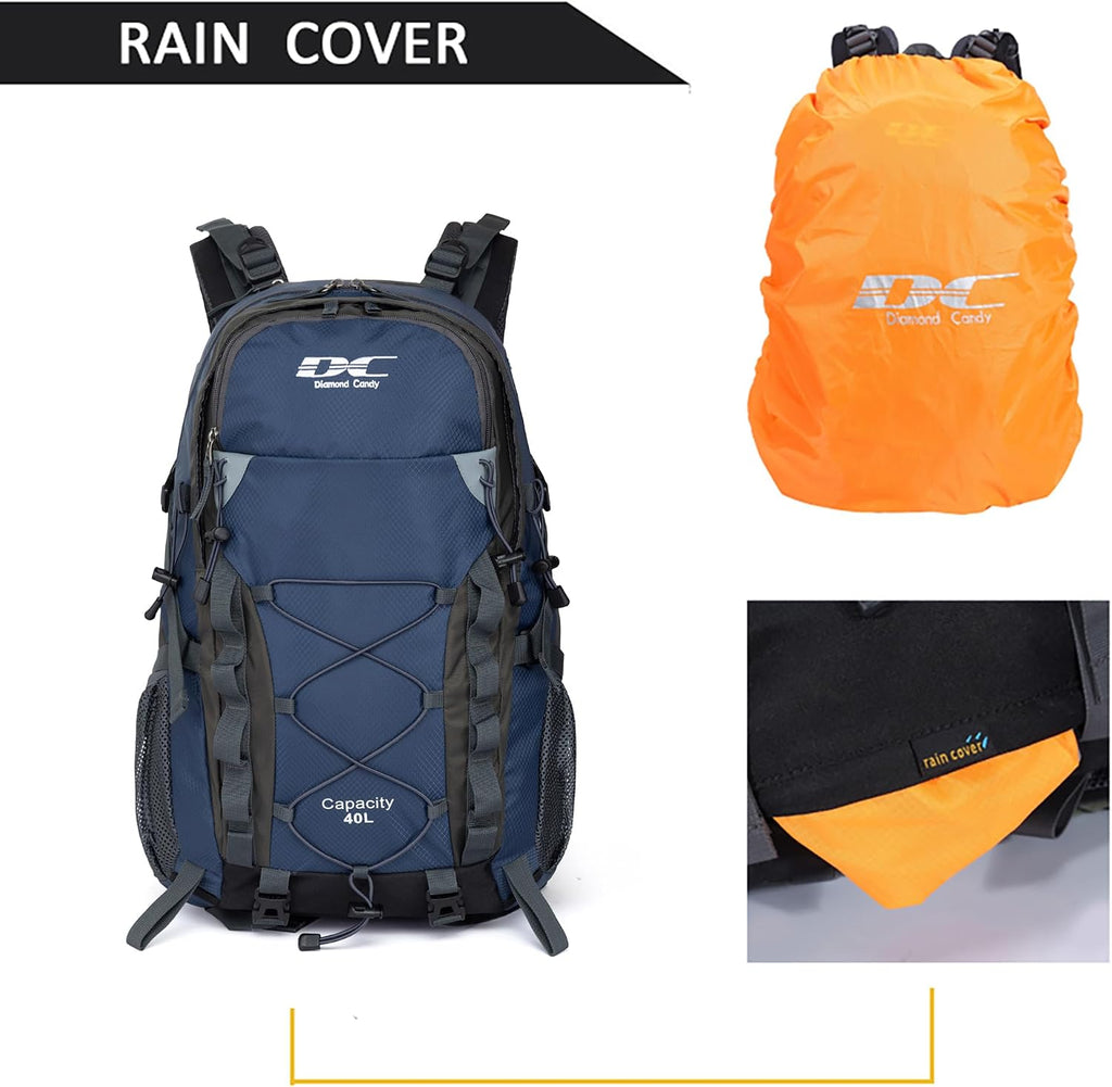 Diamond Candy 40L Hiking Backpack Waterproof Daypack for Men and Women