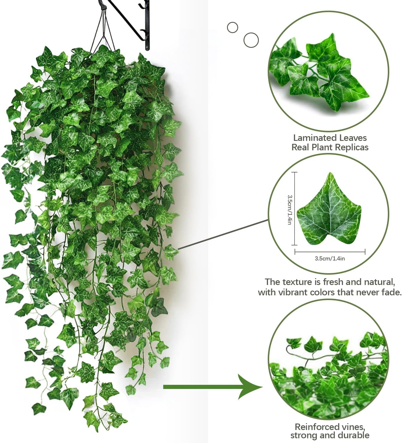 50 Pack 375 Feet Fake Vines for Room Decor Artificial lvy Greenery Garland Vine Leaves, Leaf Plants Flowers Foliage for Bedroom,Garden Wall.Decor Indoor Outdoor