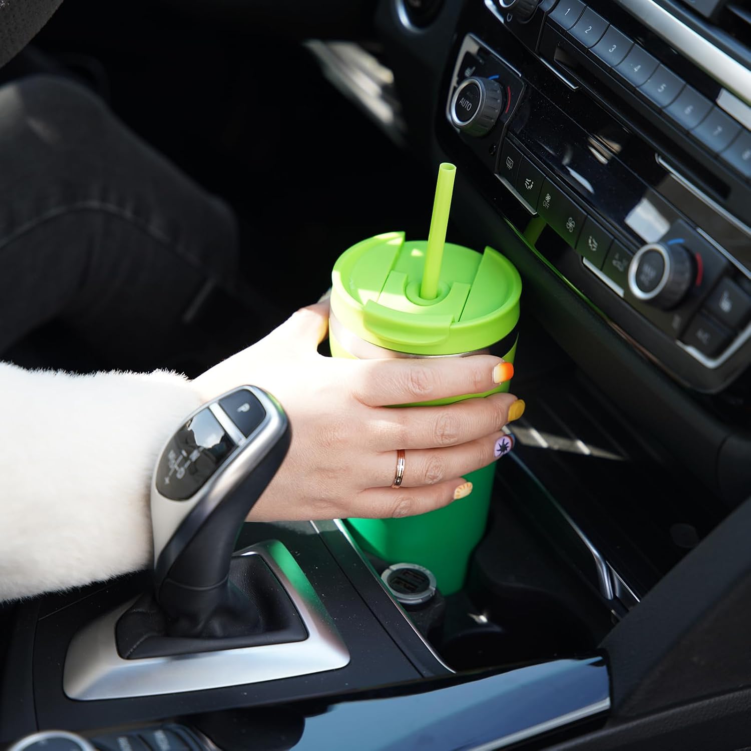 BJPKPK 34oz Coffee Tumbler with Straw, Insulated Stainless Steel Cup