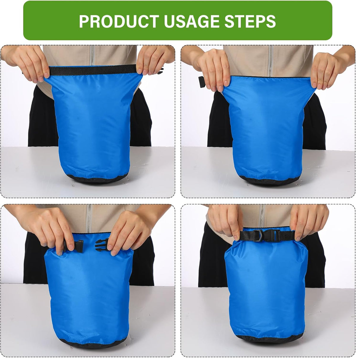 6 Pcs Waterproof Dry Bag Set for Kayaking & Camping,Bright