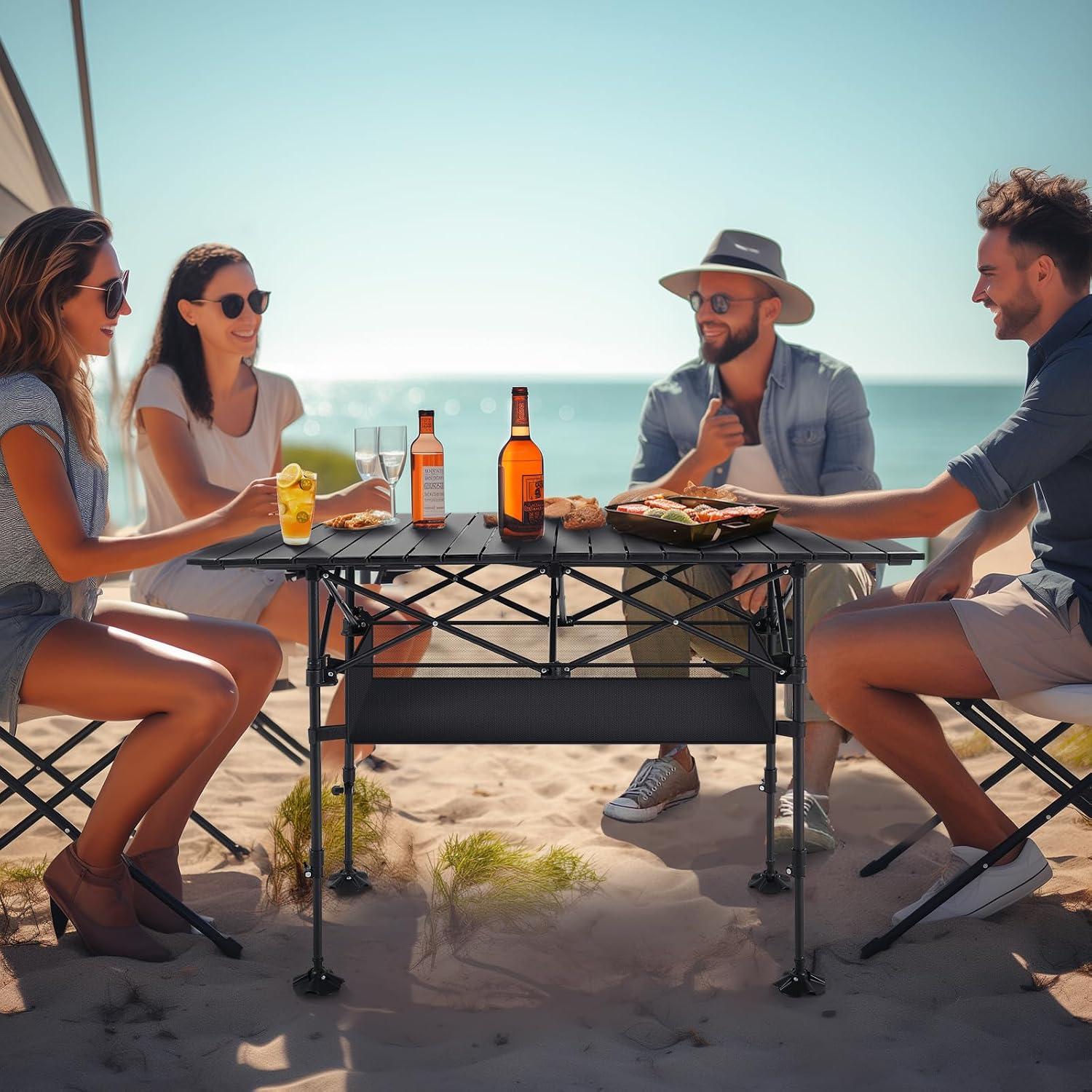 ALPHA CAMP Folding Camping Table Outdoor Table for Camping Picnic BBQ Beach