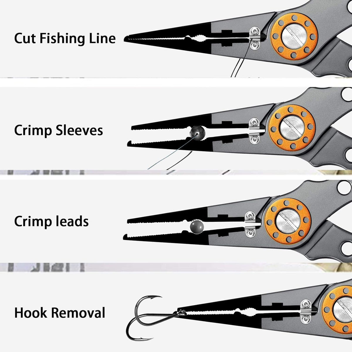 SANLIKE Aluminum Fishing Pliers Hook Remover Tungsten Carbide Braid Cutters