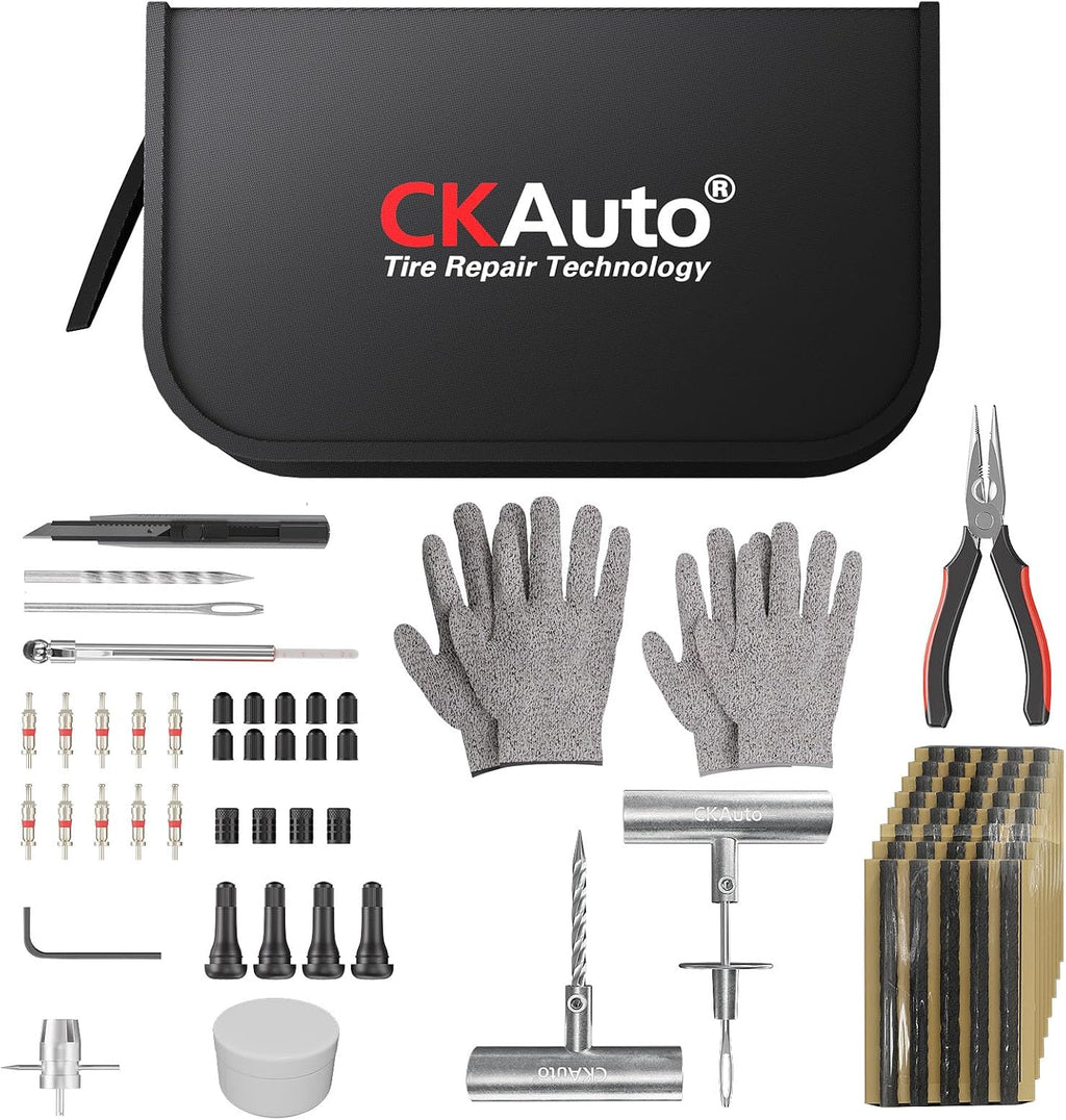 CKAuto 36 pcs Universal Tire Repair Kit with Plugs Heavy Duty Professional