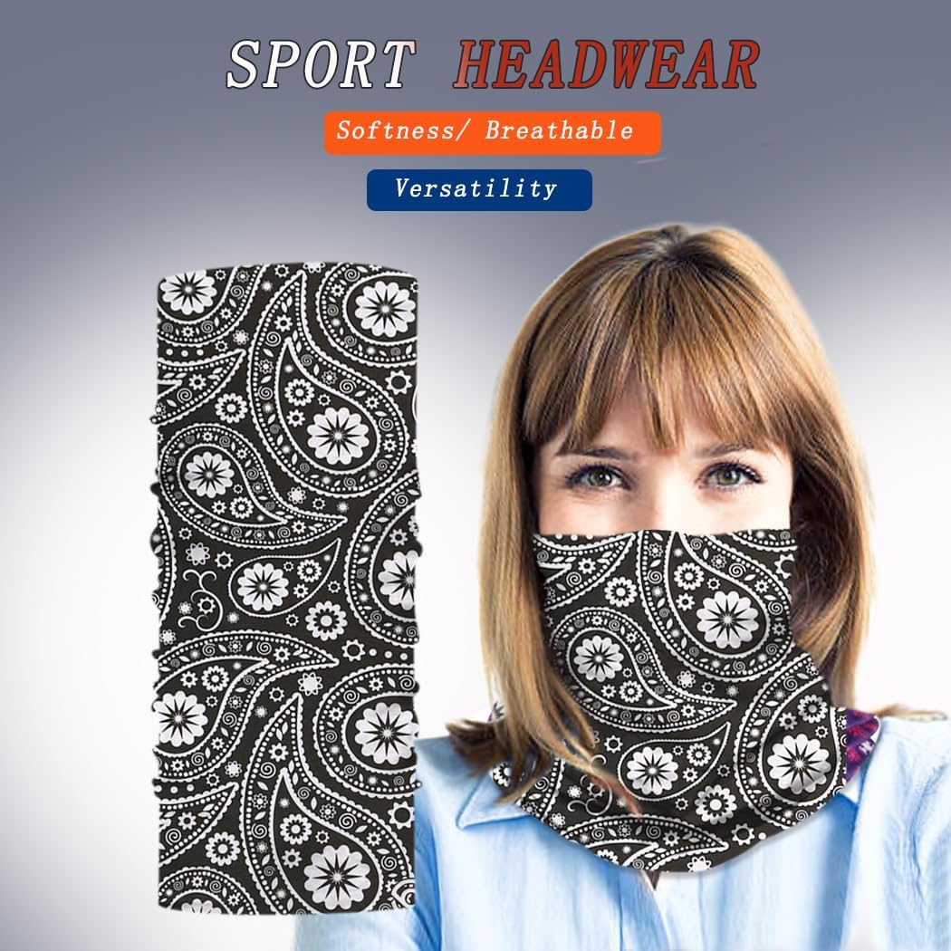Neck Gaiter Mask Face Scarf Bandana Tube Cover Headwear Balaclava Headband Headwrap for Men and Women