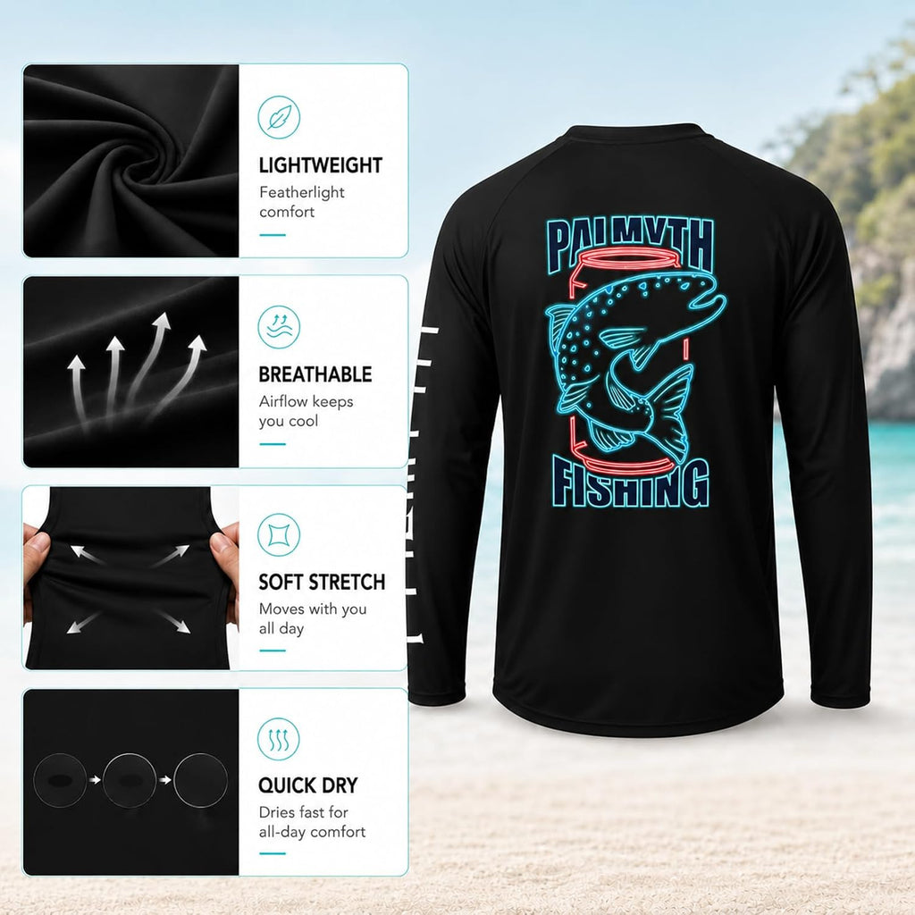 Palmyth Fishing Shirts for Men Long Sleeve UPF 50+ T Shirt Sun Protection