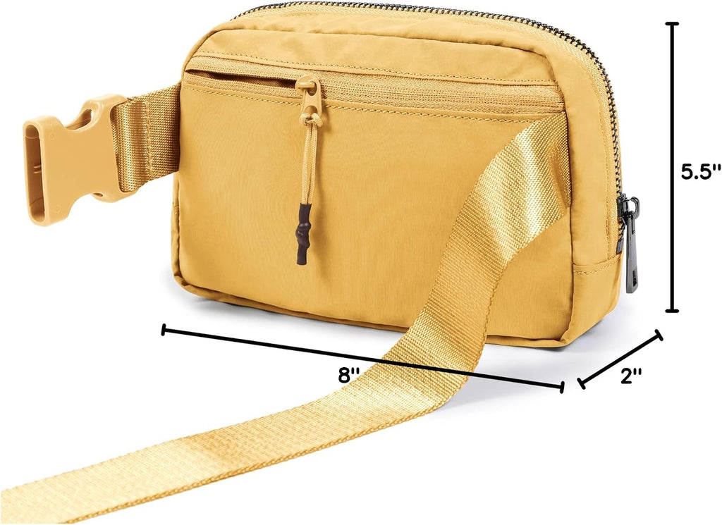 ODODOS Unisex Mini Belt Bag with Adjustable Strap Small Fanny Pack for Workout Running Traveling Hiking, Buff Yellow