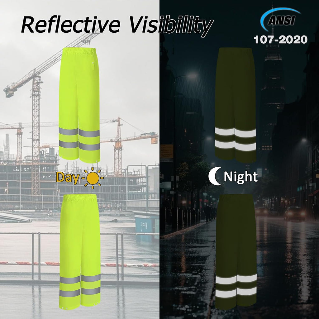 High Visibility Rain Pants, Hi Vis Rain Gear, Yellow, 4XL-5XL