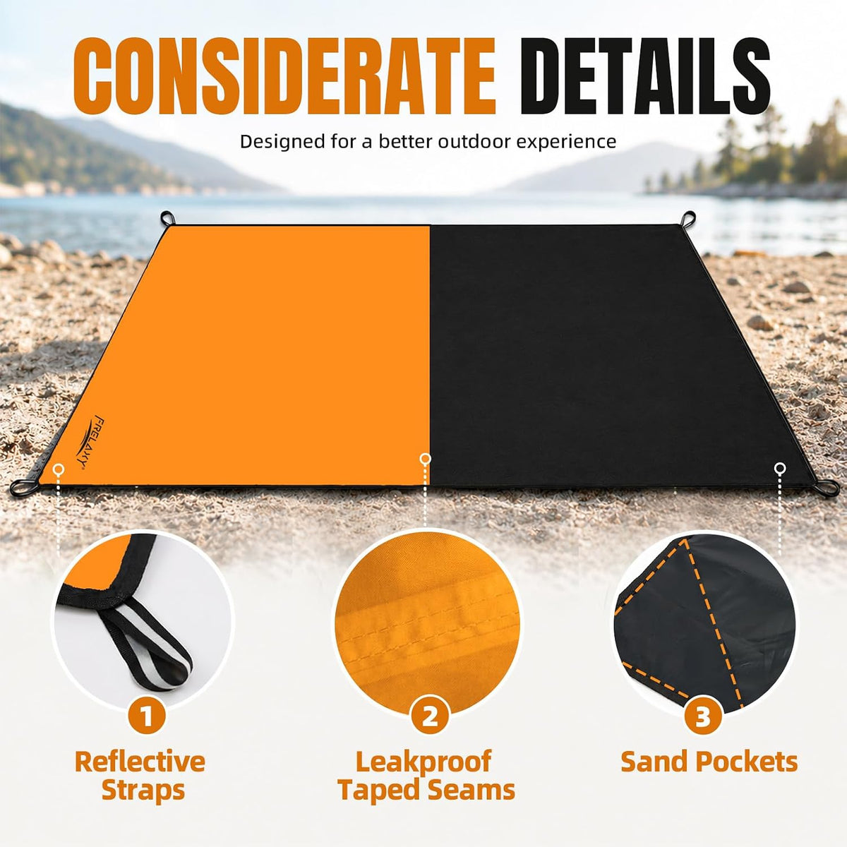 Frelaxy Pocket Picnic Blanket, Waterproof Blanket for Beach Festival