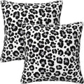 White and Grey Leopard Print Pillow Covers 18x18 in Couch Cheetah Pillow Case Sets of 2 Modern Decorative Square Throw Pillows for Home Living Room Bedroom Bed Cushion
