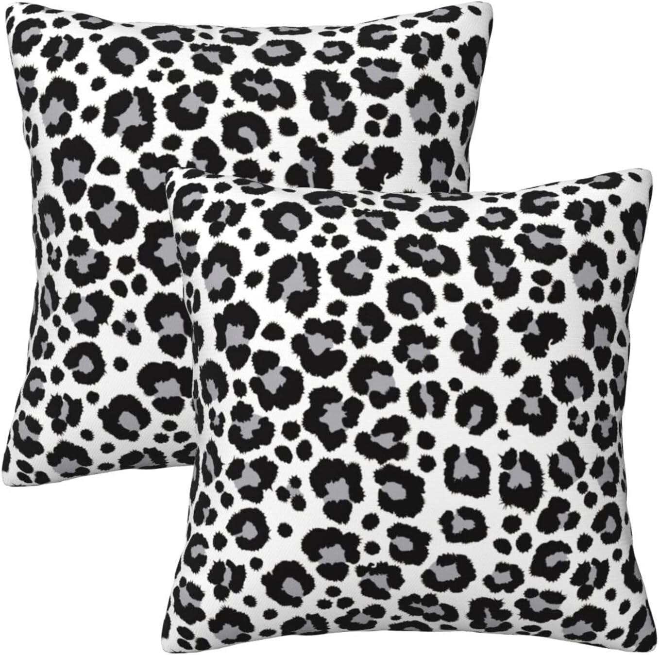 White and Grey Leopard Print Pillow Covers 18x18 in Couch Cheetah Pillow Case Sets of 2 Modern Decorative Square Throw Pillows for Home Living Room Bedroom Bed Cushion