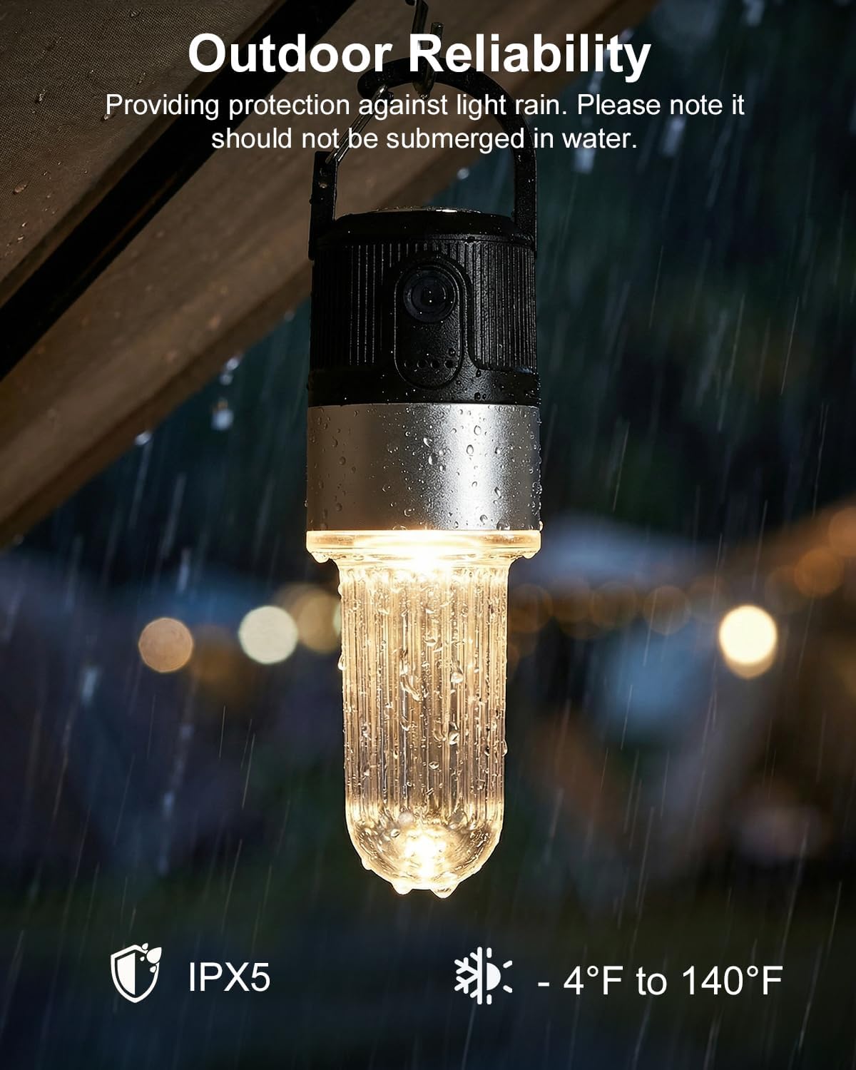 Livinlarge Led Camping Lantern USB Rechargeable with Hook,4 Lighting Modes,
