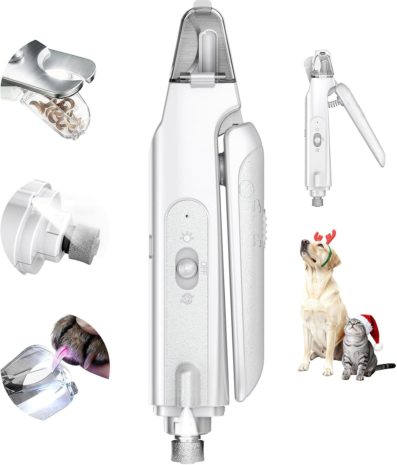 CATPICK 2-in-1 Cat & Dog Nail Clippers with Grinder and Dual LED Lights