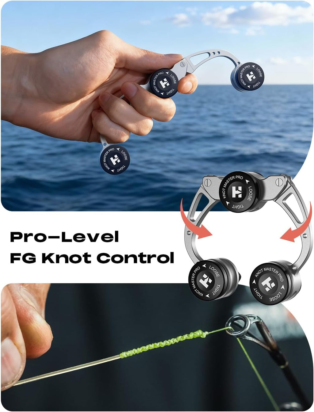 HOOK-EZE FG Knot Tying Tool, GT Knot Assist for Braid to Leader Connection, Adjustable Tension, Fast and Secure FG Knotter, Premium Fishing Gifts for Saltwater Freshwater Anglers Fishermen