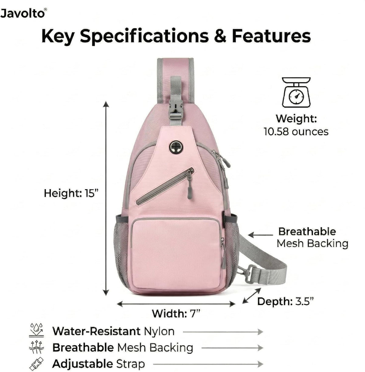 Javolto Crossbody Sling Bag,Small Backpack Men,Hands-Free Shoulder Daypack
