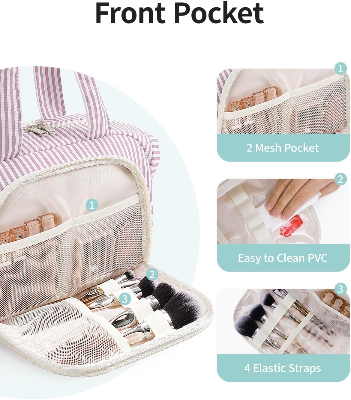 Narwey Travel Toiletry Bag for Women, Large Makeup Cosmetic Organizer Bag