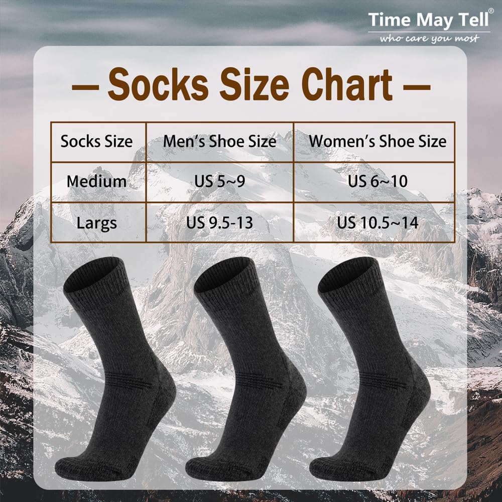 Time May Tell Merino Wool Hiking Boot Socks Cushioned Warm Outdoor Socks