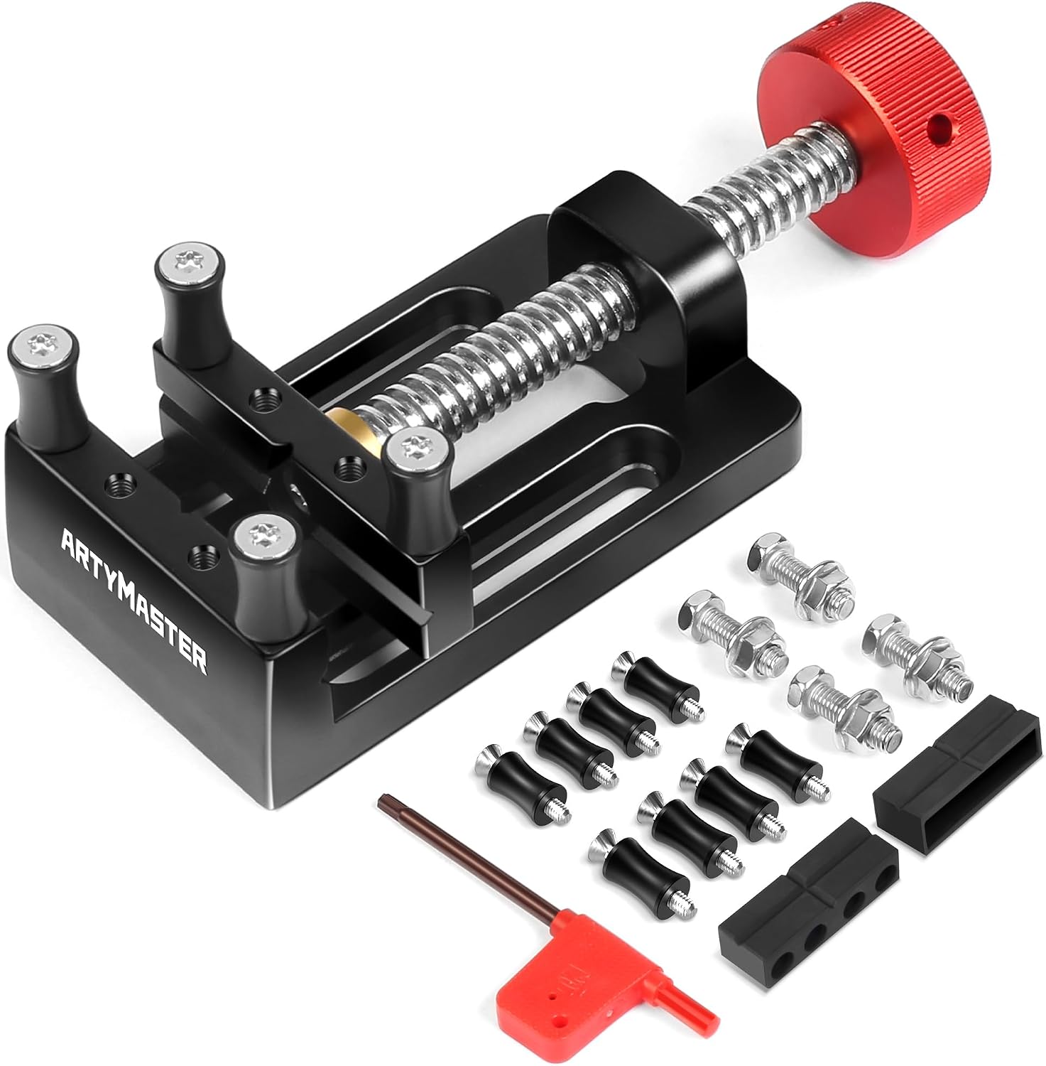 ArtyMaster Mini Drill Press Vise with Rubber Soft Jaws, 0-2.48" Clamping Range Mini Vice Clamp for Crafts, Jewelry Making, Modeling and Repairs, Precision Aluminum Small Vise for Small Projects