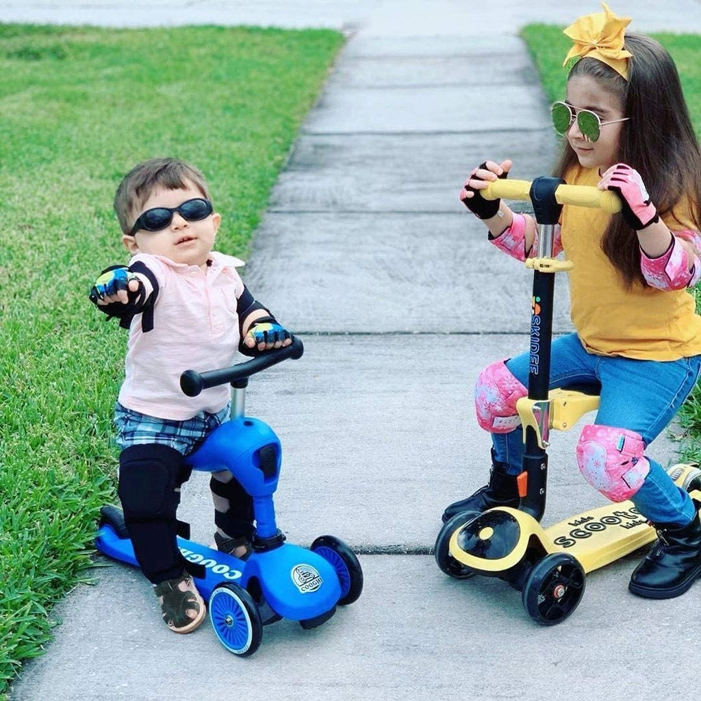 Soft-Style Kids Knee and Elbow Pads with Bike Gloves, Flexible Impact-Resistant Gear for Ages 2-11, Designed for Balance Bikes, Roller-Skating, and Skateboarding