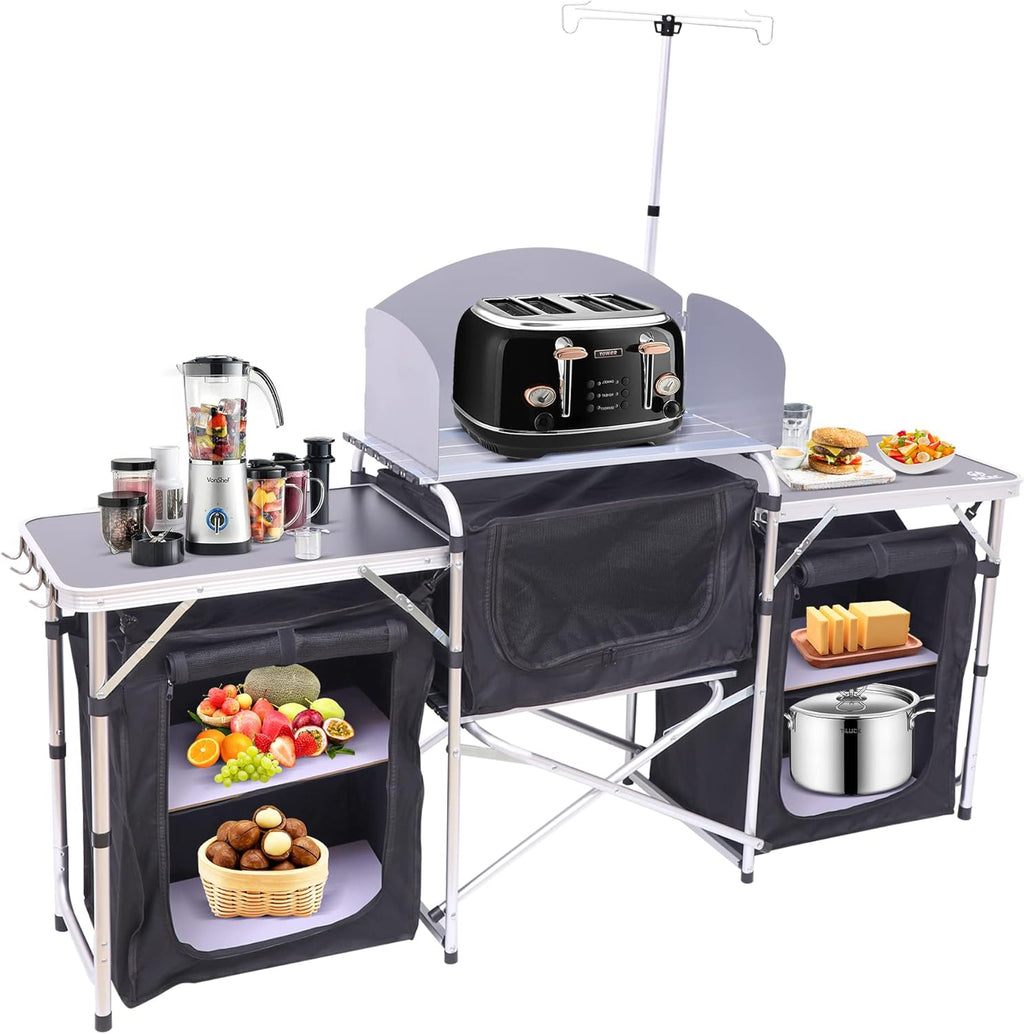 Nice C Camping Kitchen Table, Folding Cook Table, Cook Station (Silver)