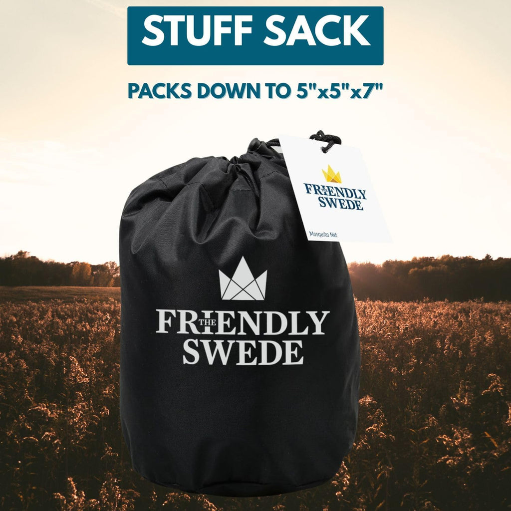 The Friendly Swede Outdoor Mosquito Net, Bug Net with Stuff Sack