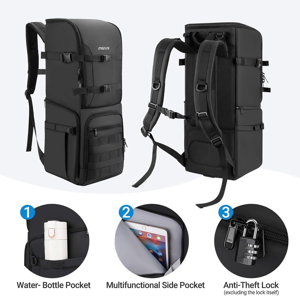 MOSISO Camera Backpack, Waterproof Telephoto Long Lens Bag, Black