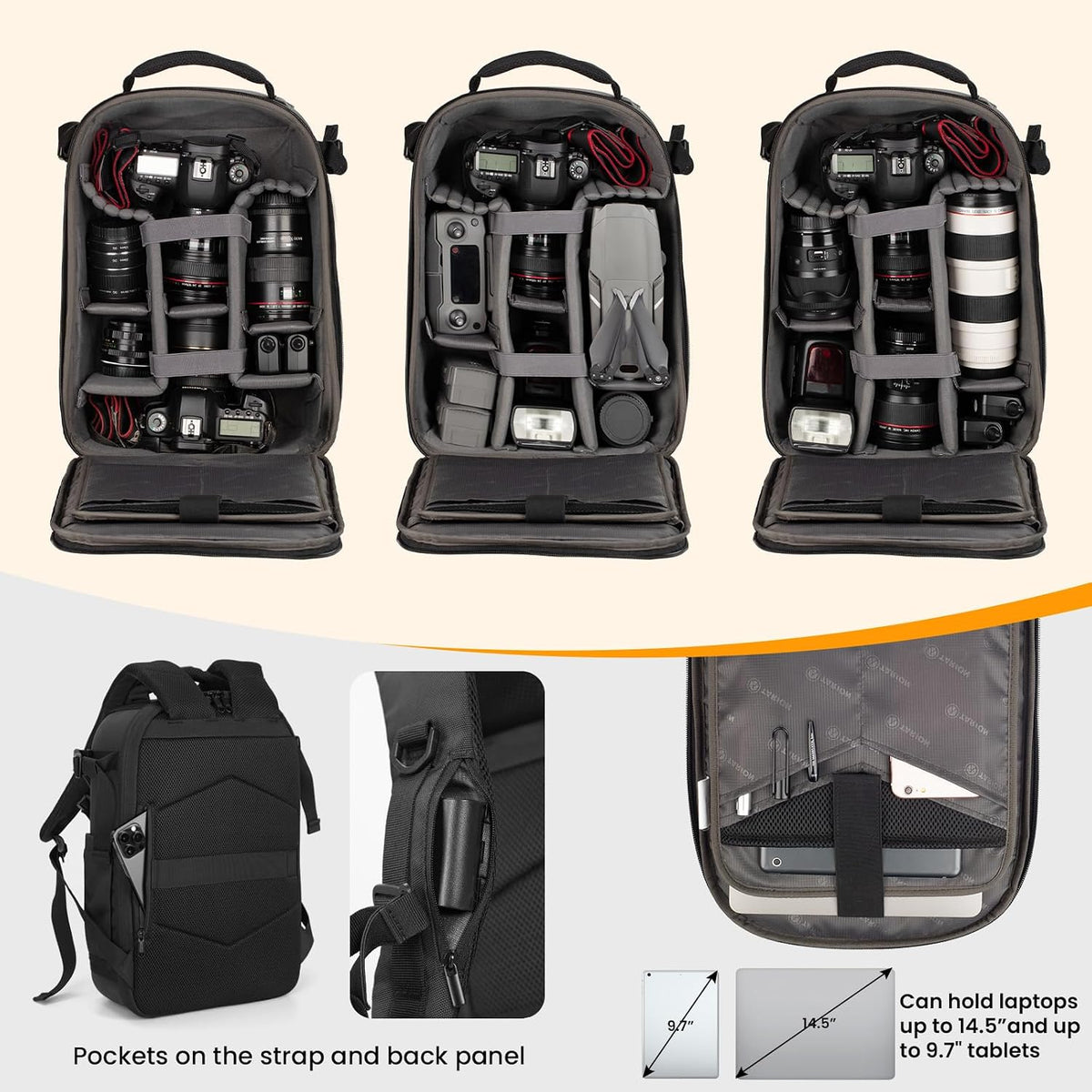 TARION Hard Shell Camera Backpack Bag for Photographers Compact 13L TRH