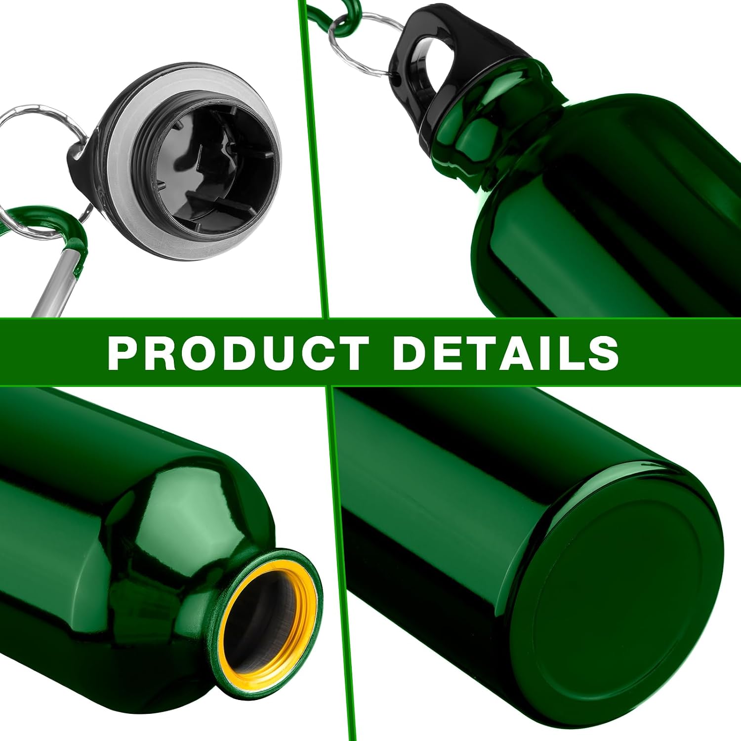 24 Pcs Aluminum Water Bottle 17oz Aluminum Reusable Bottles with Clips Sports Lightweight Water Multipack Easy Carry Leakproof Travel for Gym Hiking Cycling Sports Outdoor(Multi Color)